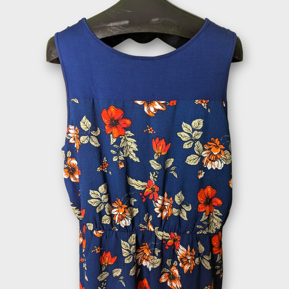 MARKET & SPRUCE Evander Stitch Fix Blue Floral Dress Size Medium NEW - Picture 3 of 9